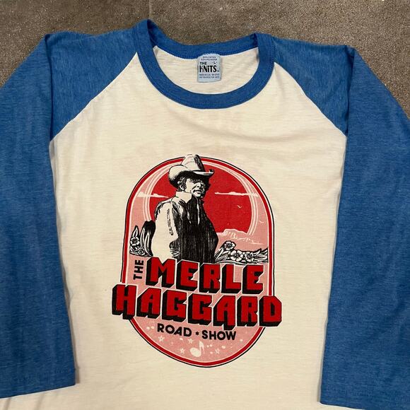 Vintage 1982 Merle Haggard The Road Show Raglan T-Shirt Large - Picture 3 of 5